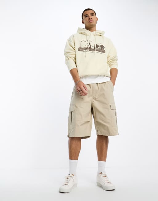 Coney Island Picnic pullover hoodie in beige with utopia chest and back print, 4 of 4
