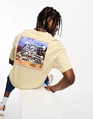 Coney Island Picnic short sleeve t-shirt in beige with lost mind chest and back print