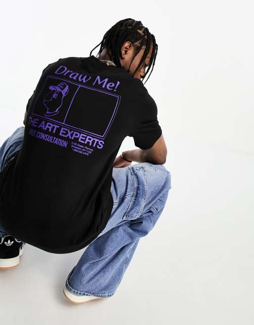 Coney Island Picnic short sleeve t-shirt in black with art school chest and back print