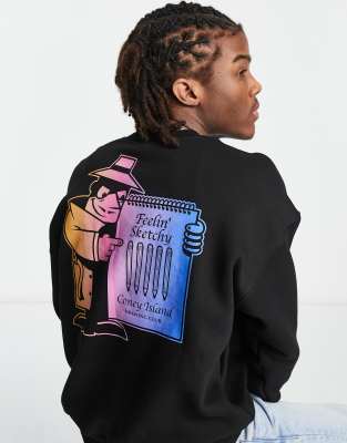 Coney Island Picnic Coney Island Picnic sketchy sweatshirt in black with chest and back print