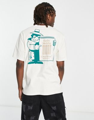 Coney Island Picnic sketchy t-shirt in off white with chest and back print