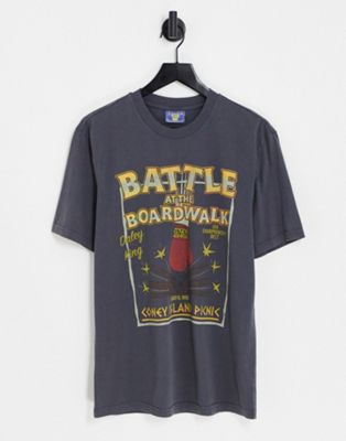 Coney Island Picnic broadwalk battle t-shirt in dark grey with chest print - ASOS Price Checker