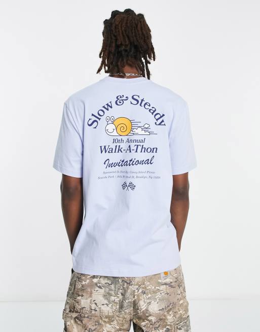 Coney Island Picnic - T-shirt avec imprimé Walk-a-Thon sur la poitrine et au dos - Bleu