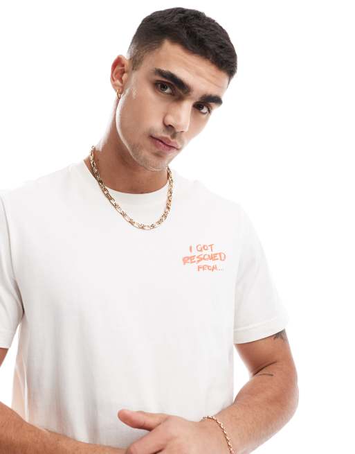 Coney Island Picnic - T-shirt met 'Disco Island'-print in wit