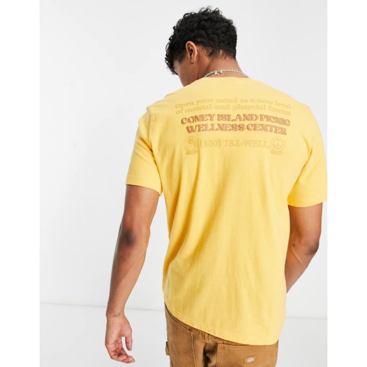 Coney Island Picnic T shirt met mind en body print in geel ASOS