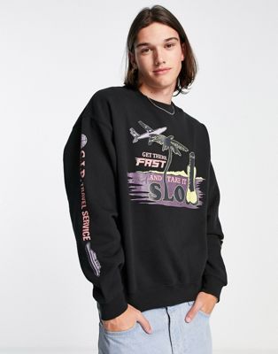 Coney Island Picnic take it slow sweatshirt in black - ASOS Price Checker