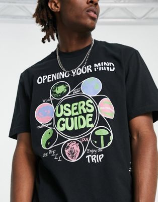 Coney Island Picnic users guide t-shirt in black with placement graphic print
