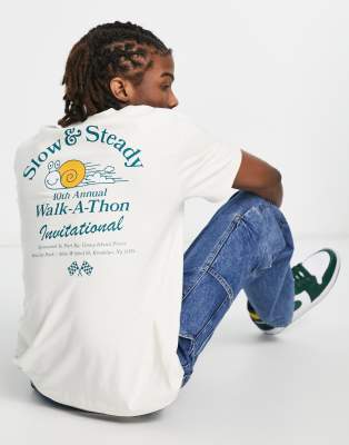 Coney Island Picnic walk-a-thon t-shirt in white with chest and back print