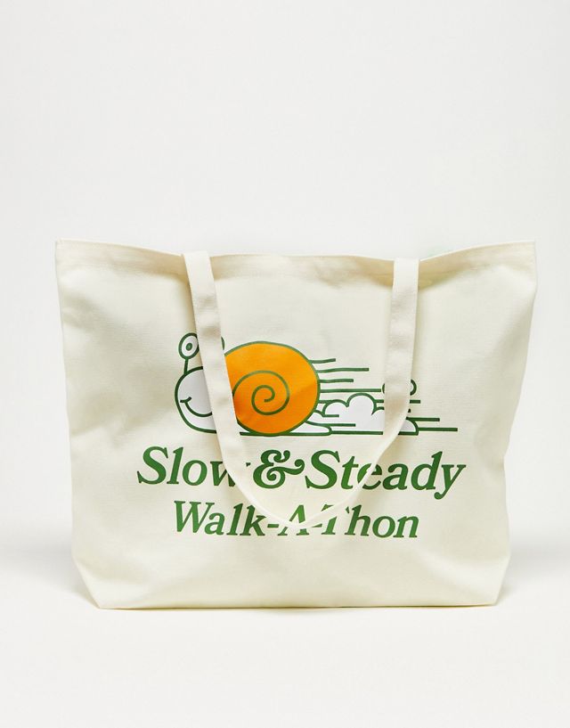 Coney Island Picnic walk-a-thon tote bag in off white with placement print