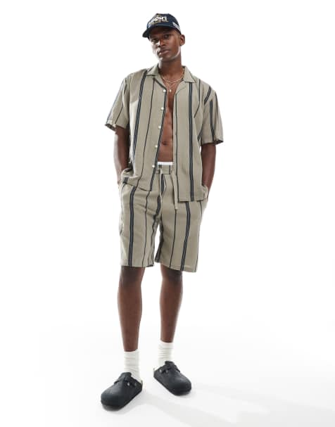 Conjunto a rayas beis de tejido efecto lino de ONLY & SONS - view 1