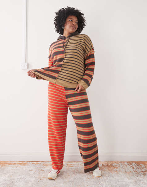 Conjunto a rayas con diseño dividido de punto de COLLUSION Plus - view 1