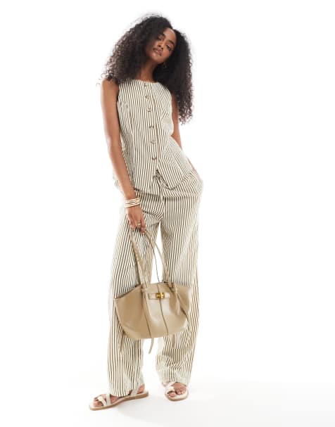 Conjunto a rayas verdes de chaleco y pantalones de New Look - view 1