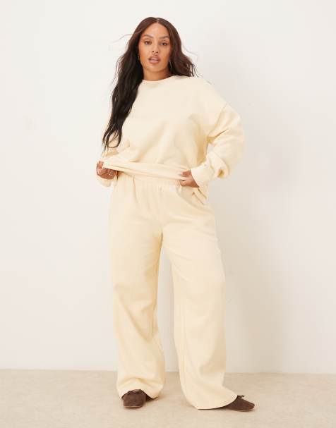Conjunto amarillo pastel con interior cepillado de ASOS DESIGN Curve - view 1