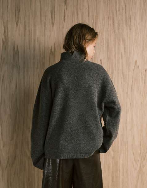 Conjunto beis grisáceo de jersey largo con cuello alzado y falda larga de punto de ASOS DESIGN - view 1