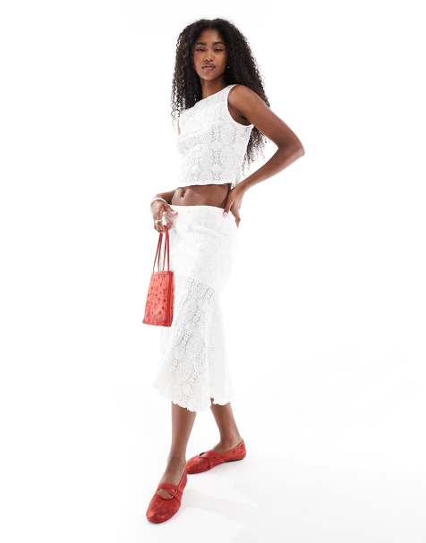 Conjunto blanco de falda y top de tejido texturizado en relieve de Vero Moda - view 1