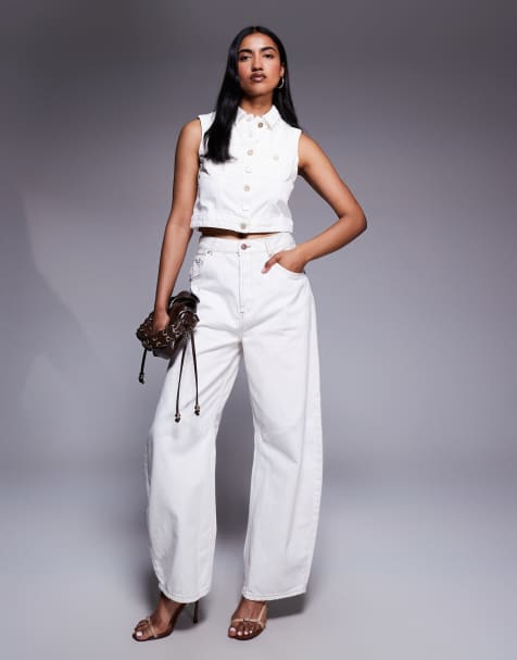 Conjunto blanco de vaqueros de pernera ancha y chaleco con botones Day Tripper de Abrand Jeans - view 1