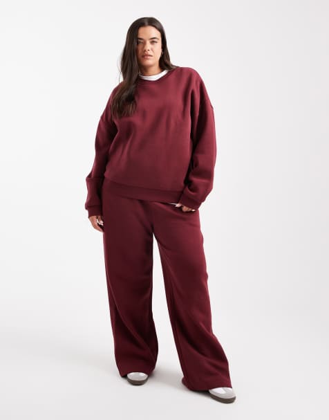 Conjunto burdeos con interior cepillado de ASOS DESIGN Curve - view 1