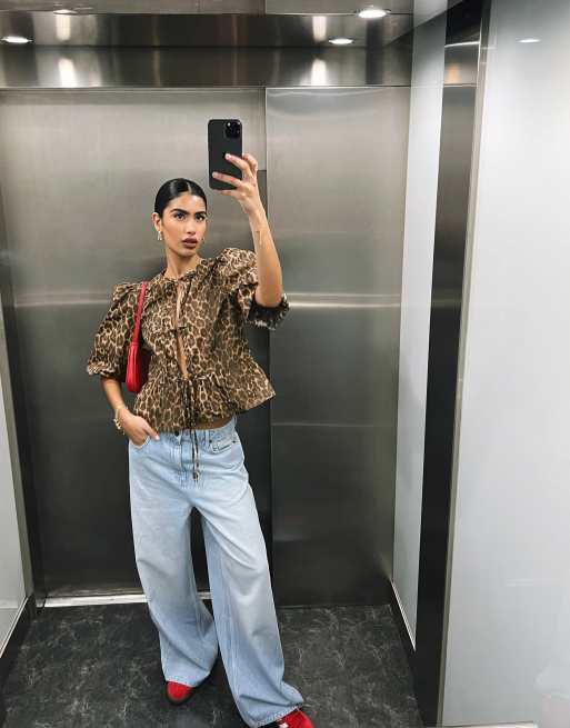 Conjunto con estampado de leopardo de popelina de algodón