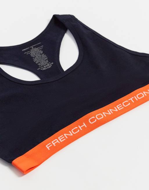 Conjunto de bragas y sujetador azul marino con logo de French Connection, 4 de 4