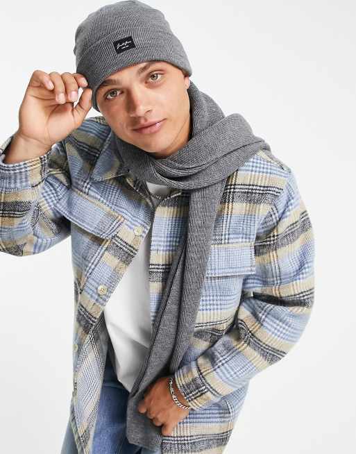 Conjunto de bufanda y gorro grises de Jack Jones ASOS
