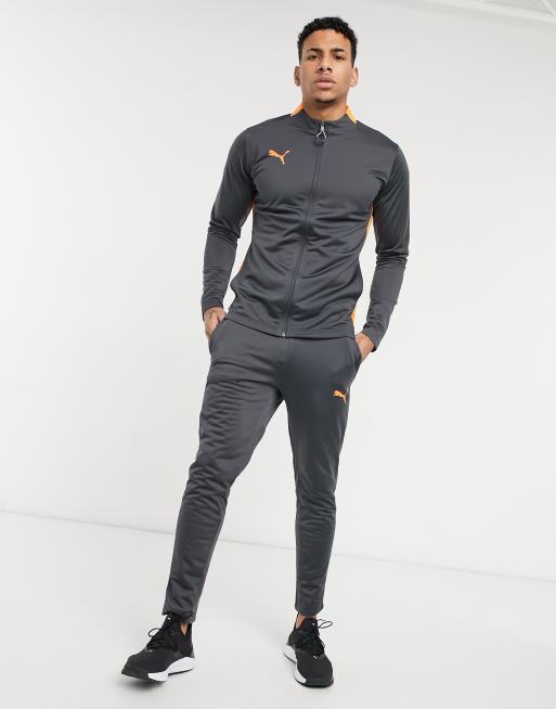 Conjunto de chándal gris y naranja de Puma Football