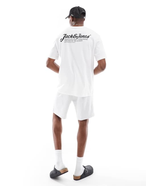Conjunto de estar por casa blanco y gris de camiseta y pantalones cortos con logo de texto de Jack & Jones , 4 de 4