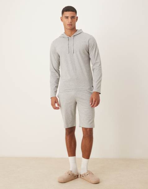Conjunto de estar por casa gris jaspeado de joggers y top de manga larga con capucha y logo de icono de Polo Ralph Lauren - view 1