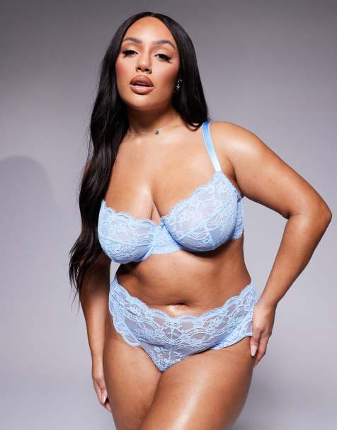 Conjunto de lencería azul pastel de encaje Lola de ASOS DESIGN Curve - view 1