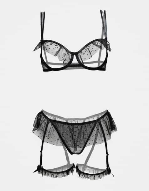 Conjunto de lencería negro con abertura en la entrepierna All Mine de Ann Summers - view 1