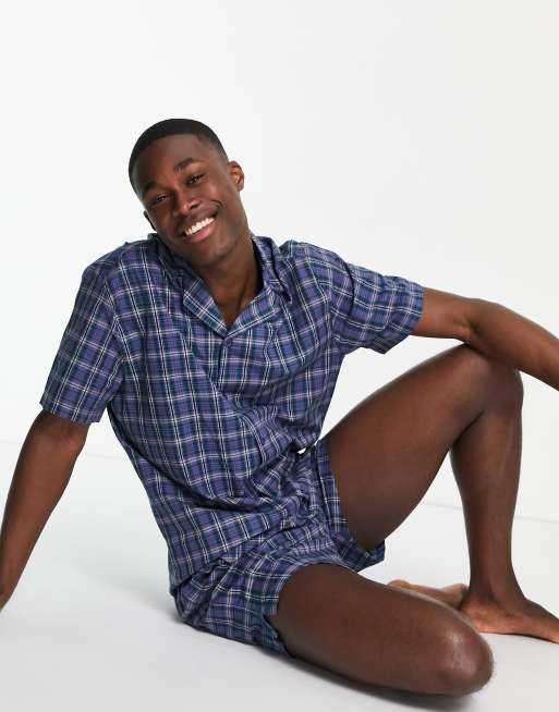Conjunto de pijama a cuadros de pantalones cortos y camisa de ASOS DESIGN