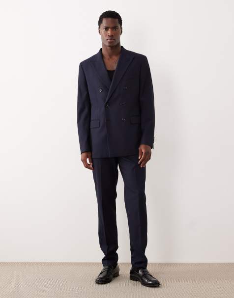 Conjunto de sastre azul marino de pantalones y americana con doble botonadura de corte slim de Mango - view 1