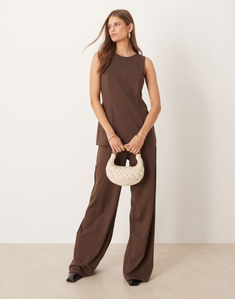 Conjunto de sastre marrón de pantalones y top sin mangas Misuri de Mango - view 1