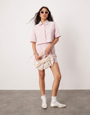Conjunto de sastre rosa de minifalda y chaqueta de mezcla de lino de ASOS DESIGN - view 1