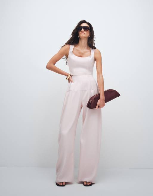 Conjunto de sastre rosa de top corto y pantalones con cintura marcada de ASOS DESIGN