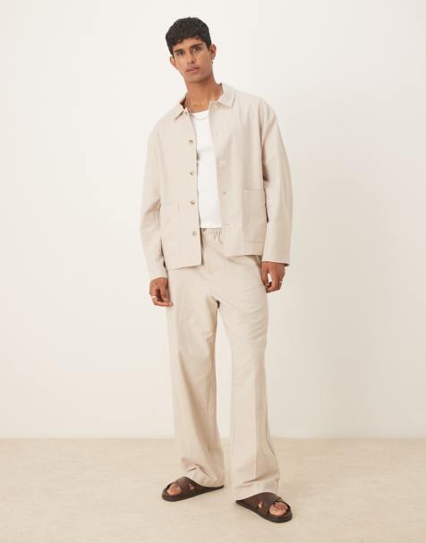 Conjunto de vestir color crudo de mezcla de lino de ASOS DESIGN - view 1