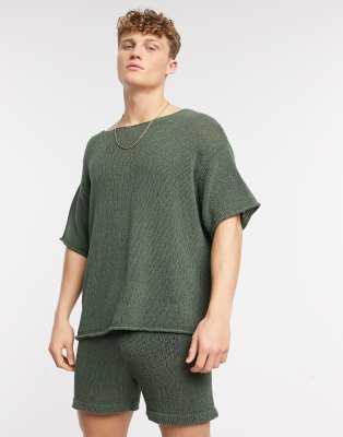 Conjunto extragrande de punto en caqui de ASOS DESIGN (parte de un conjunto)