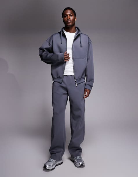 Conjunto gris carbón de joggers y sudadera con capucha y cremallera bidireccional de Liquor N Poker - view 1