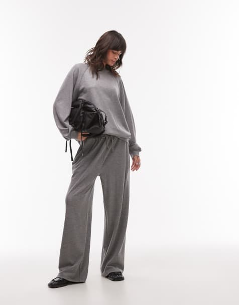 Conjunto gris de sudadera con mangas raglán de canalé premium de Topshop - view 1