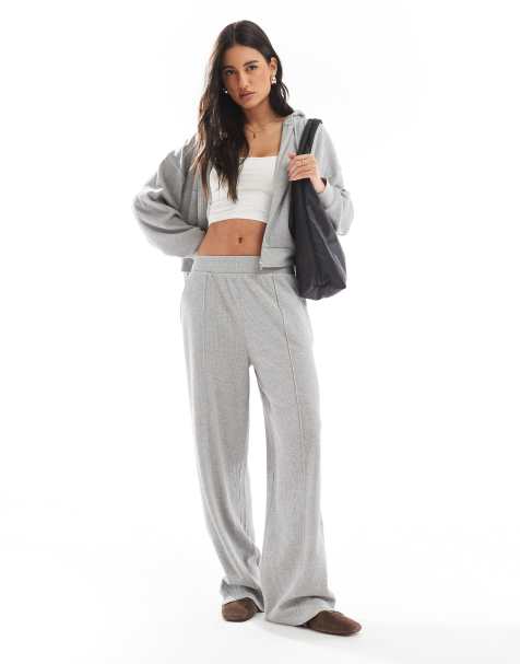 Conjunto gris jaspeado de joggers y sudadera con capucha y cremallera de tejido gofrado de ASOS DESIGN - view 1