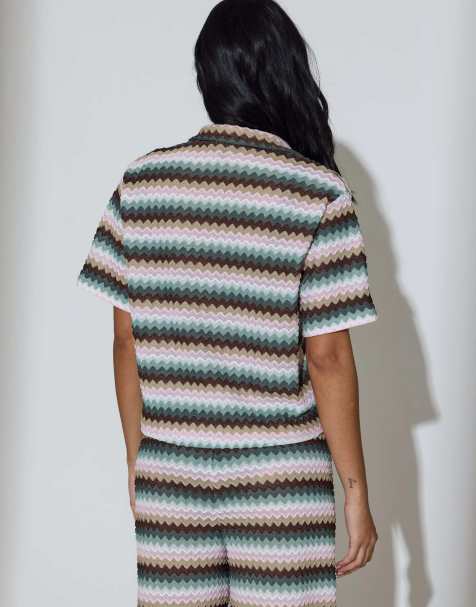 Conjunto multicolor de pantalones y camisa de croché de South Beach - view 1