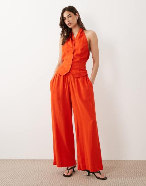 Conjunto naranja de pantalones y chaleco de lino de Nobody's Child - view 1