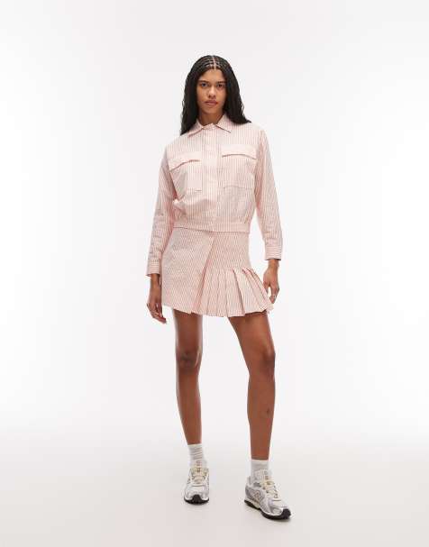 Conjunto naranja y blanco a rayas de falda y chaqueta de Lacoste - view 1