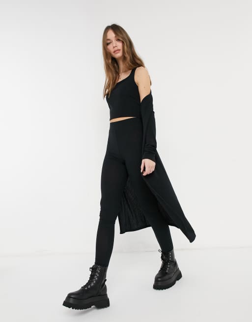 Conjunto negro de 3 piezas de estar por casa de canalé de New Look