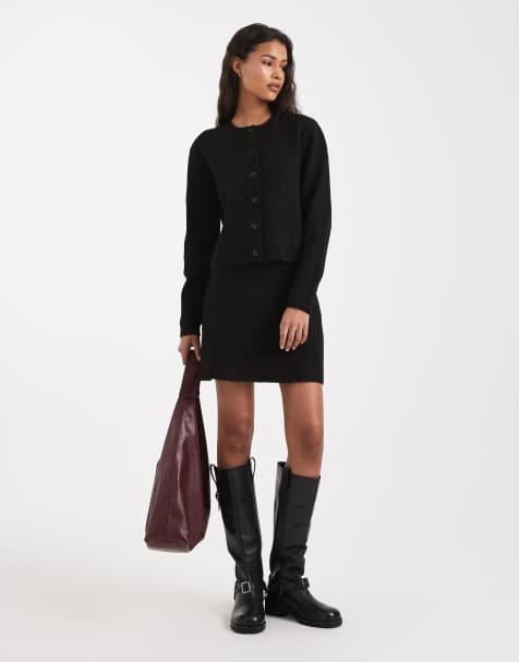 Conjunto negro de cárdigan corto y falda de ASOS DESIGN - view 1
