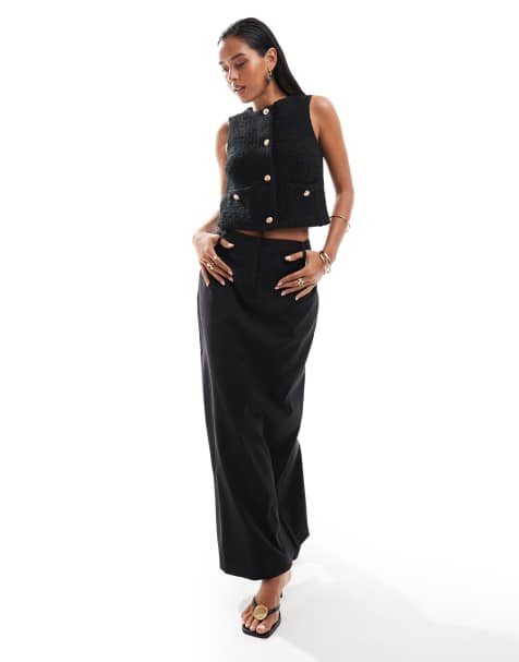 Conjunto negro de chaleco abotonado y falda larga de 4th & Reckless - view 1