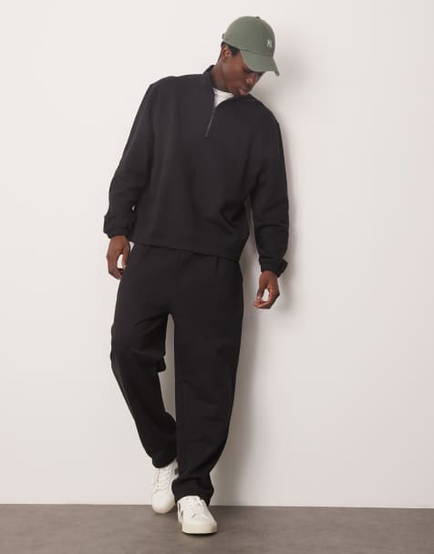 Conjunto negro de joggers de pernera recta y sudadera con media cremallera de ASOS DESIGN - view 1