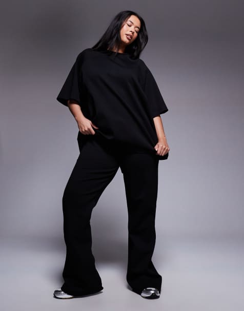 Conjunto negro de tejido entrelazado de ASOS DESIGN Curve - view 1