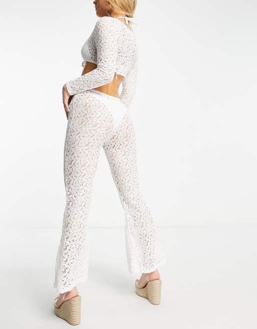 Pantalon best sale encaje blanco