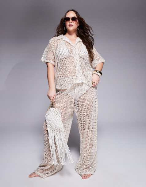 Conjunto playero color crema de croché de South Beach Curve - view 1