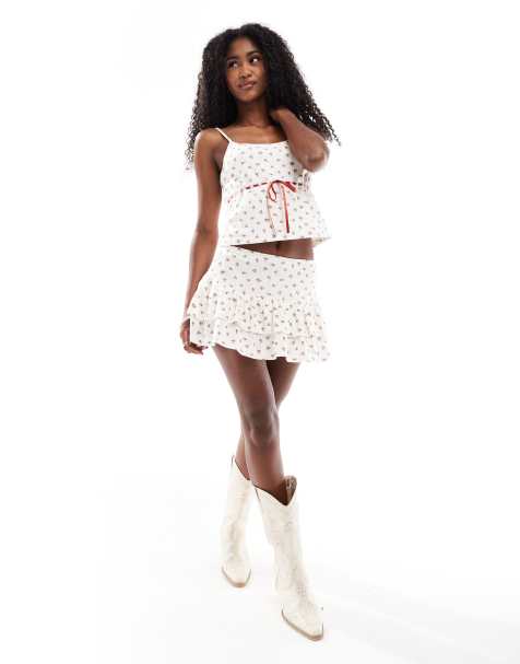 Conjunto rojo con estampado de florecitas de punto pointelle de Daisy Street - view 1